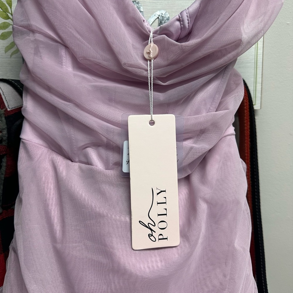 Oh Polly Strapless Dress in Lavender - Picture 2 of 6